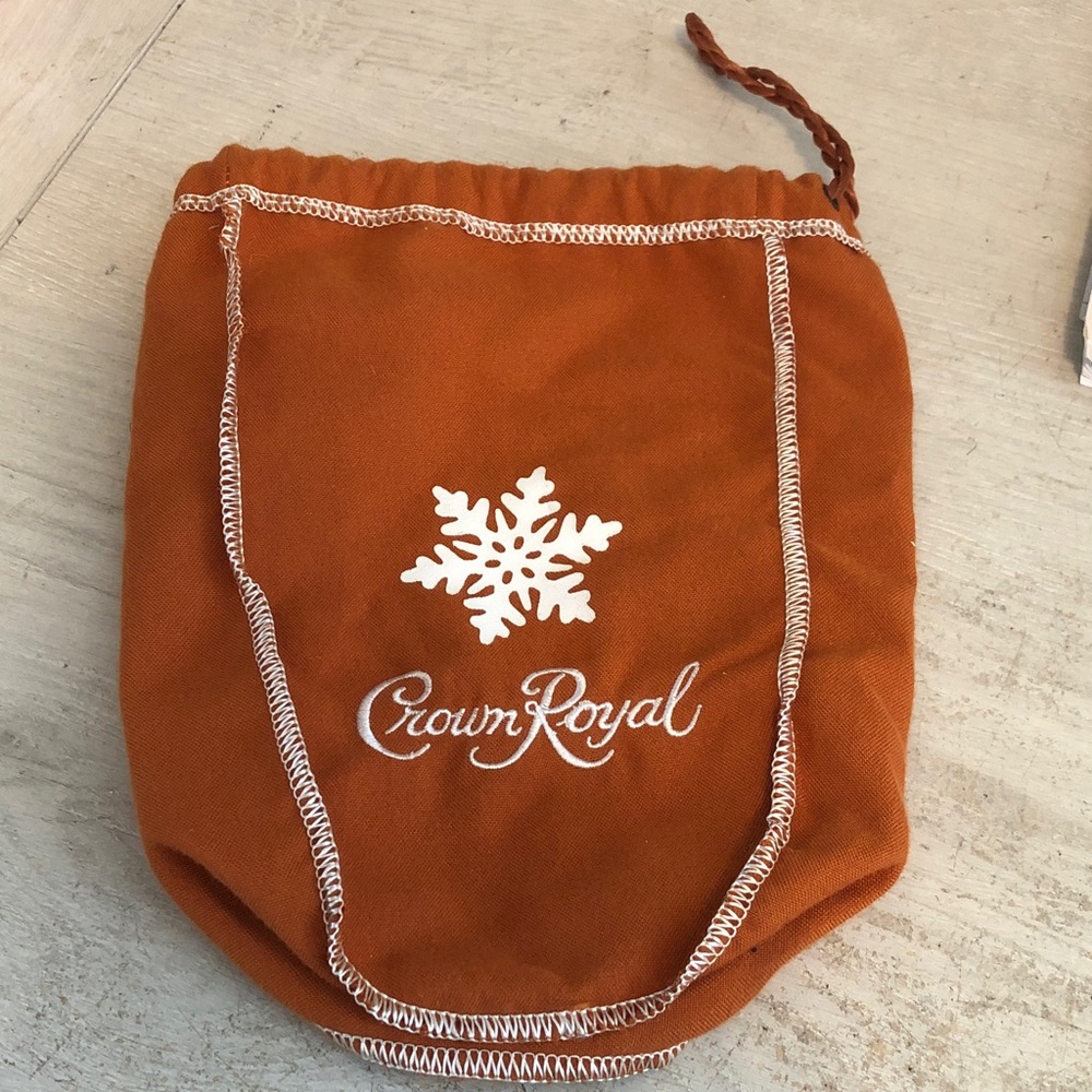 Crown Royal Orange Bag with White Snowflake Design Great Gift Bag Please Read